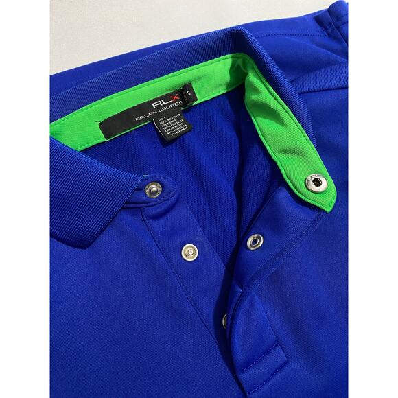 RLX Ralph Lauren Polo Shirt Small Blue Green Accents Performance Golf Activewear - Picture 6 of 10